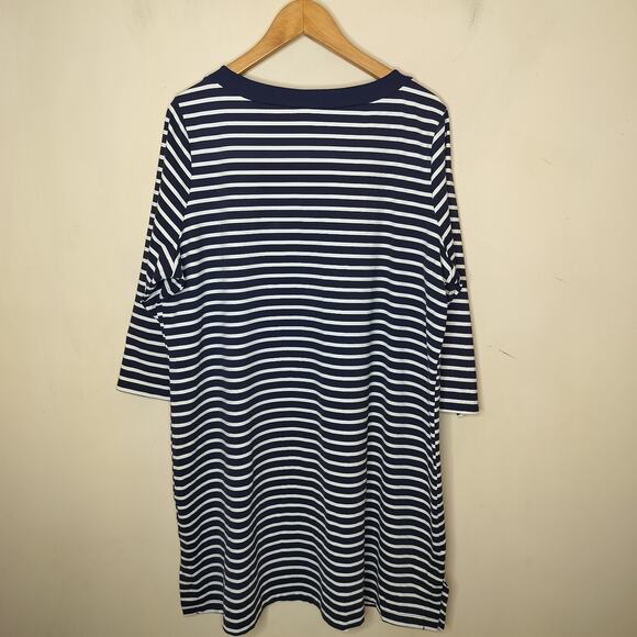 Land's End Swim Cover Up Dress Navy Stripe Stretch Swim Beach - Picture 6 of 8